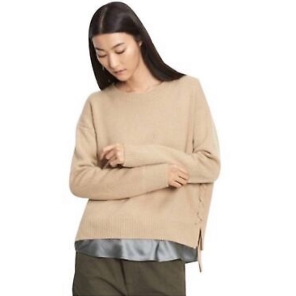 Cashmerevince Camel Tan Color Vince Oversized Sidetie Sweater Szs/M Pricefirm
